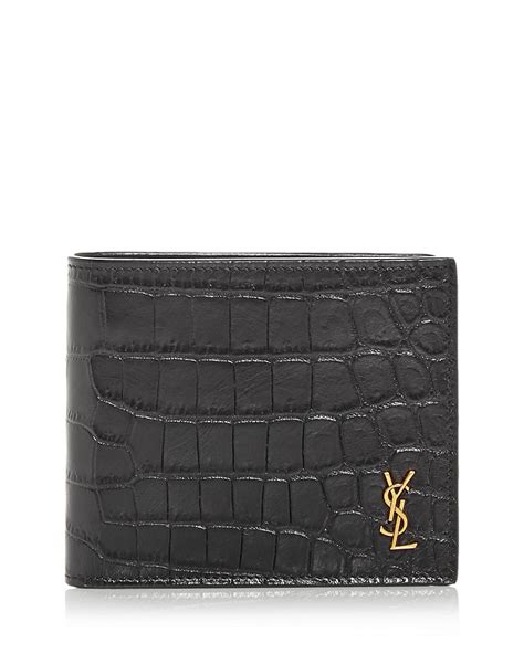 Saint Laurent Croc Embossed Bifold Wallet.